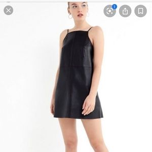 UO Camila Faux leather square-neck mini dress